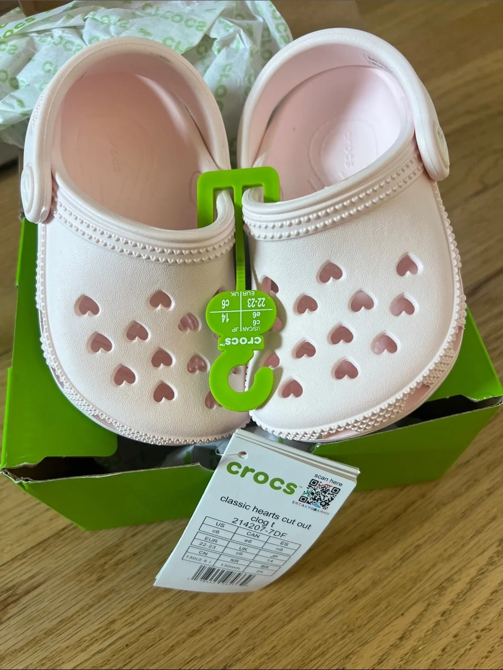 CROCS Kids Light Pink Classic Clogs with Heel Strap
